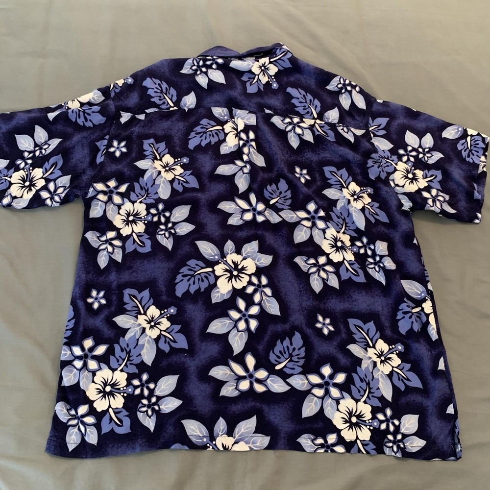 Island X Hawaii Shirt Mens Medium Blue Floral Hawaiian Short Sleeve Button Front - Picture 5 of 6